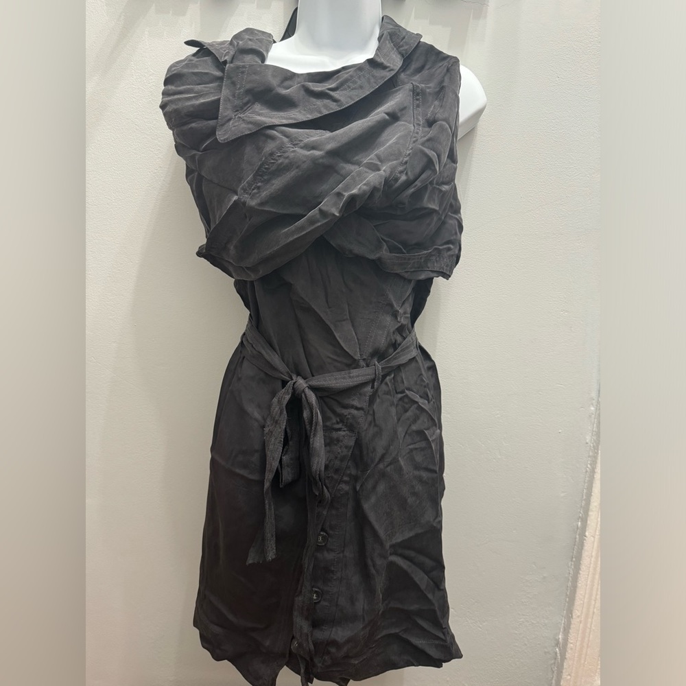 AllSaints Spital Fields Amka off blackTrench Dress Size 6.